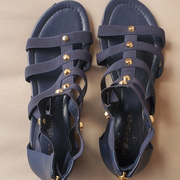 Marc Fisher Navy Blue Sandals Size 7 - Picture 2 of 5
